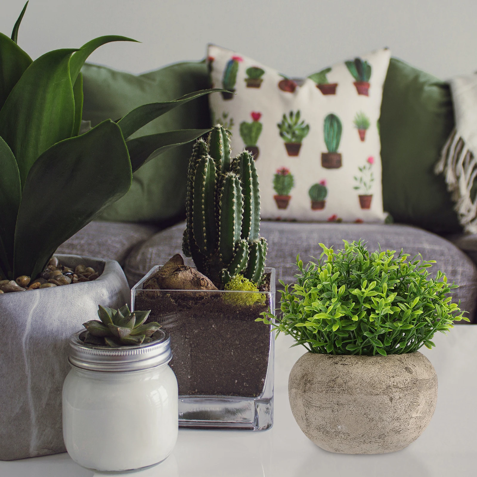 

Realistic Mini Plastic Bonsai Simulation Plant Desktop Ornament Artificial Green Decor Office Room Kitchen Decoration