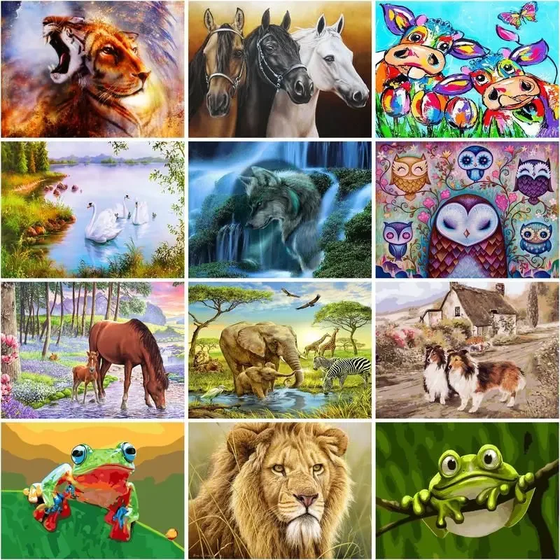 

118438 Frame Acrylic Painting By Number Dog Animal For Adults Children Gift Pictures By Numbers Kits Diy Handicraft Art Home