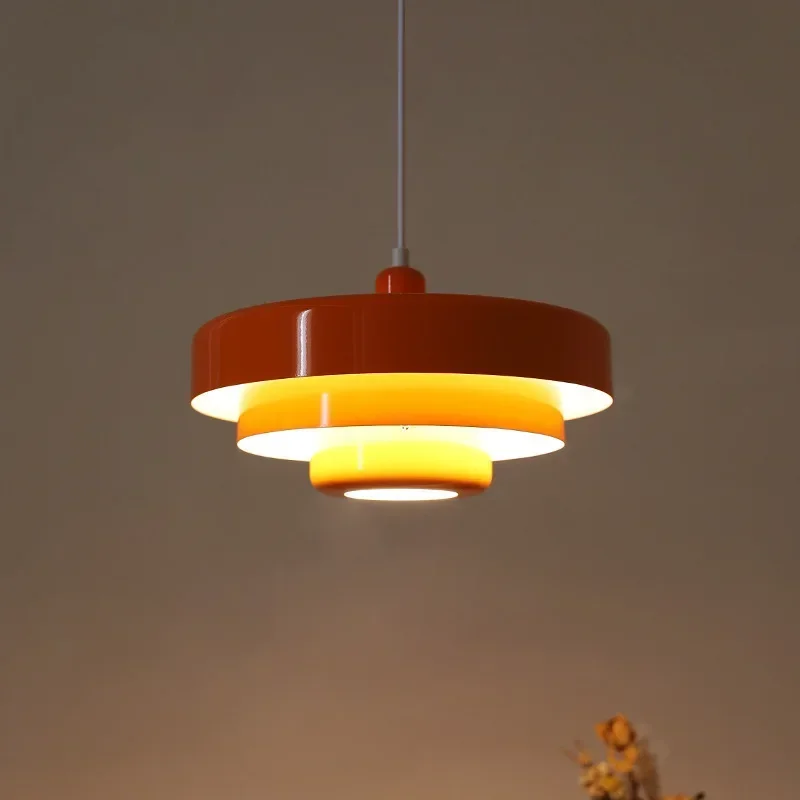 SANDYHA Pendant Light Simple Retro Orange Cake Chandelier Led Lamp for Bar Dining Room Lustres Para Sala De Jantar Home Decor