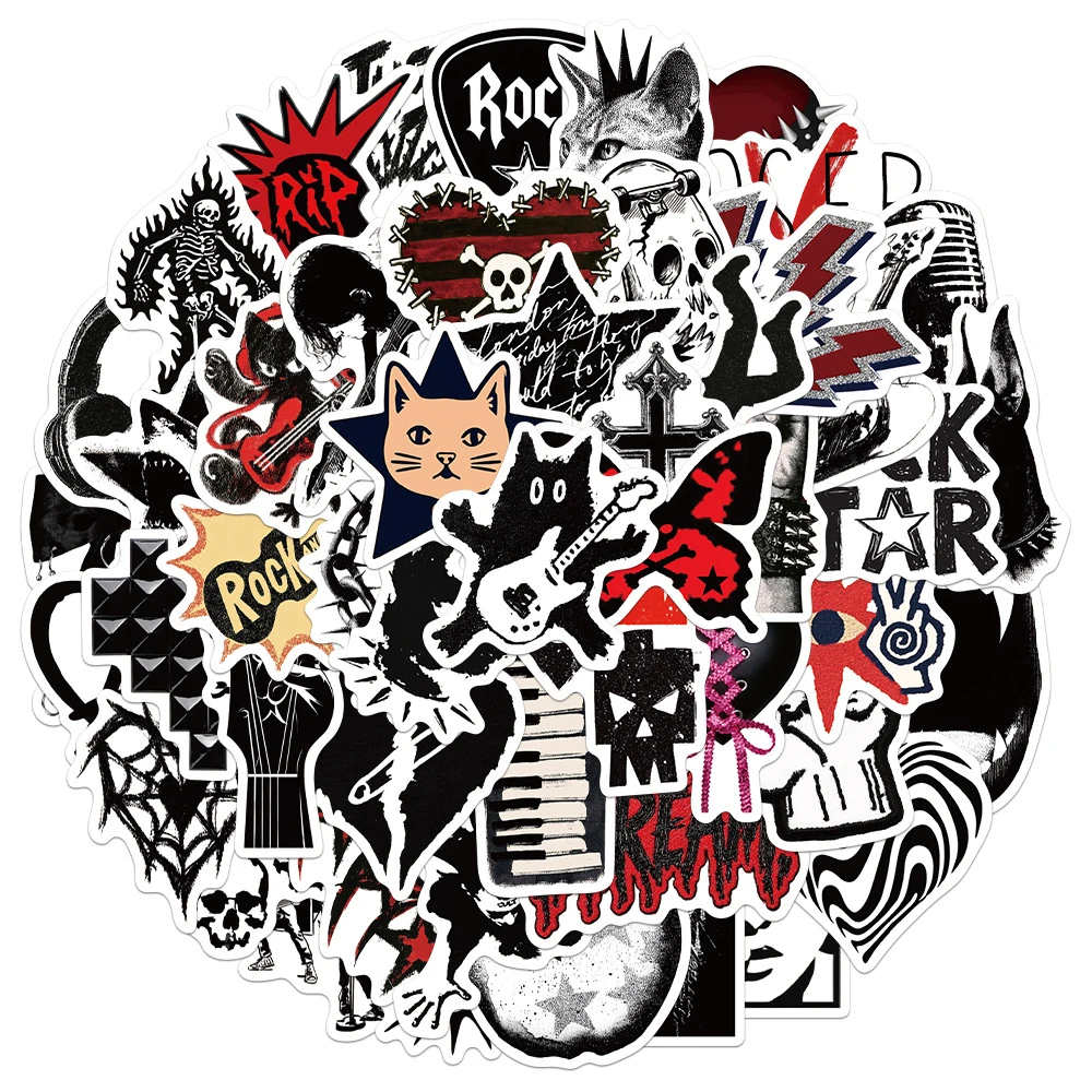 10/30/50pcs Cool Y2K Punk Rock Style Subculture Stickers Pack for Motorcycle Car Skateboard Gothic Waterproof Personality Decal