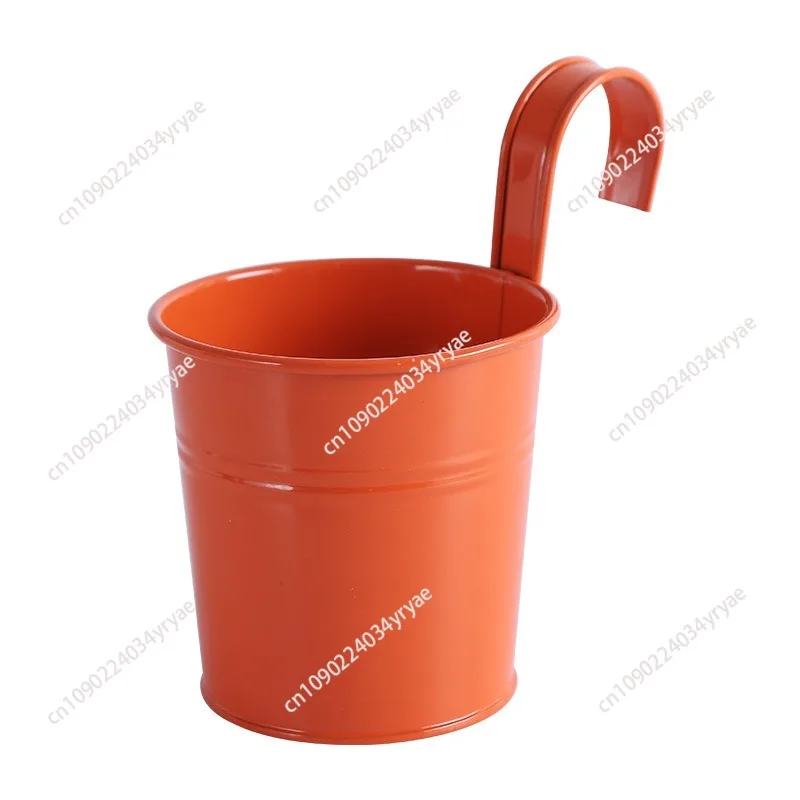 A set of 10-color hanging pots, removable hook flower pots, hanging bucket, colored iron hanging pots