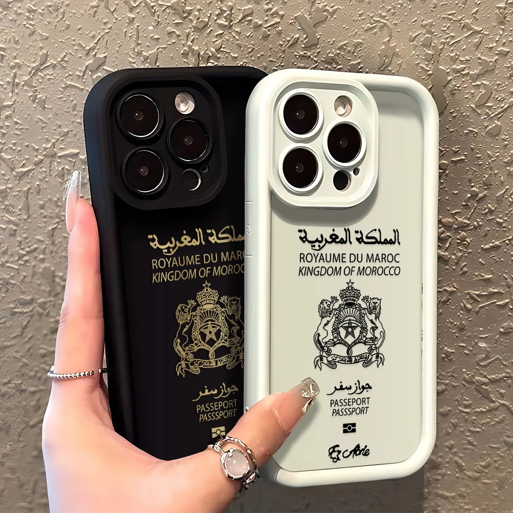 غطاء خلفي لين من البولي يورثين الحراري بحزام يد ، حافظة جواز سفر مغربي لهواتف آيفون 15 ، 14 ، 13 ، 12 ، 11 برو ماكس ، ميني ، XR ، XS ، X ، 7 ، 8 بلس ، فوندا