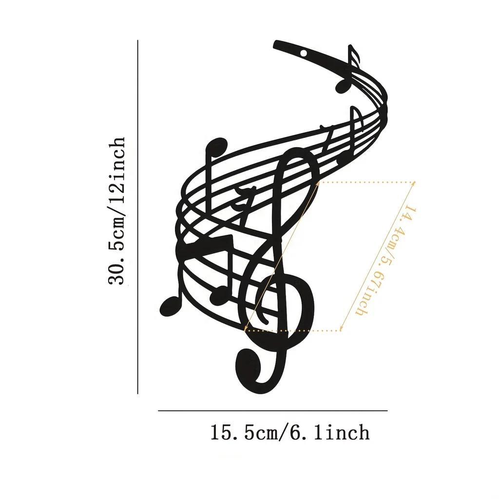 Music Notes Wall Art Metal Wall Decor, Black Wall Signs, Hanging Sculpture For Home Bedroom Kitchen Garden Housewarming Gift
