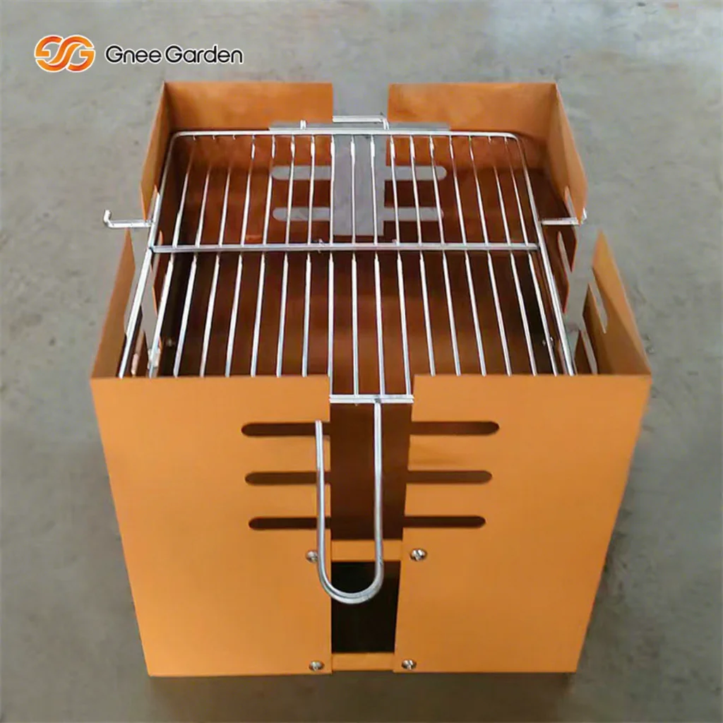 Factory Latest Square Cooking Corten Steel Fire Pit Barbecue Grill