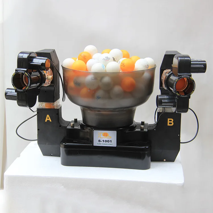 s001Double head table tennis serving machine with adjustable speed   large portable automatic serving  ping pong robot