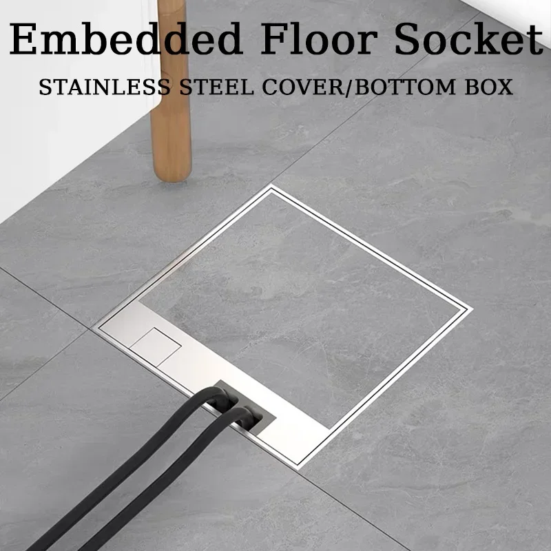 

Metal Panel Stainless Steel Embedded Floor Socket Hidden Ground Socket USB EU/FR/IL/IT/Korea Tile Filled Floor Socket 130*130mm