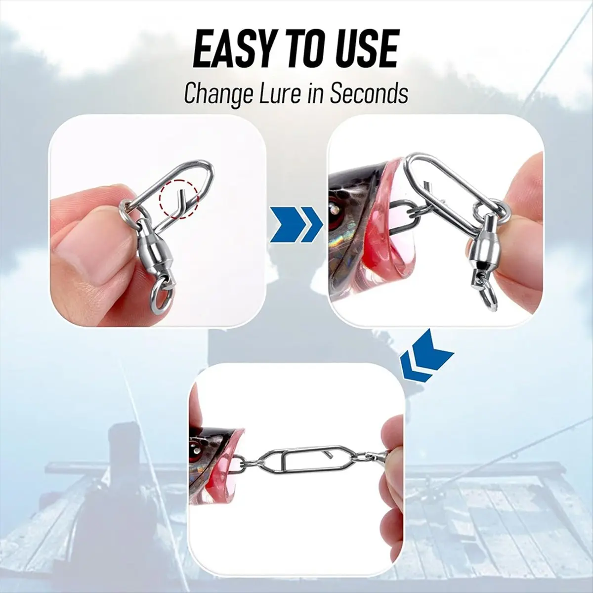 

Okay 30Pack Fishing Speed Clips Quick Change Snap Swivels, Ball Bearing Swivel Power Clips Fishing Snap Swivels Type 4