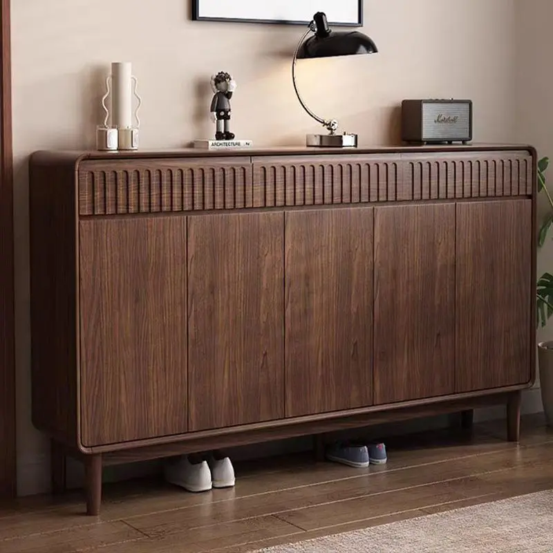 

Китайский шкаф для обуви из цельного дерева, входная многослойная перегородка большой емкости, современная простая стальная перегородка