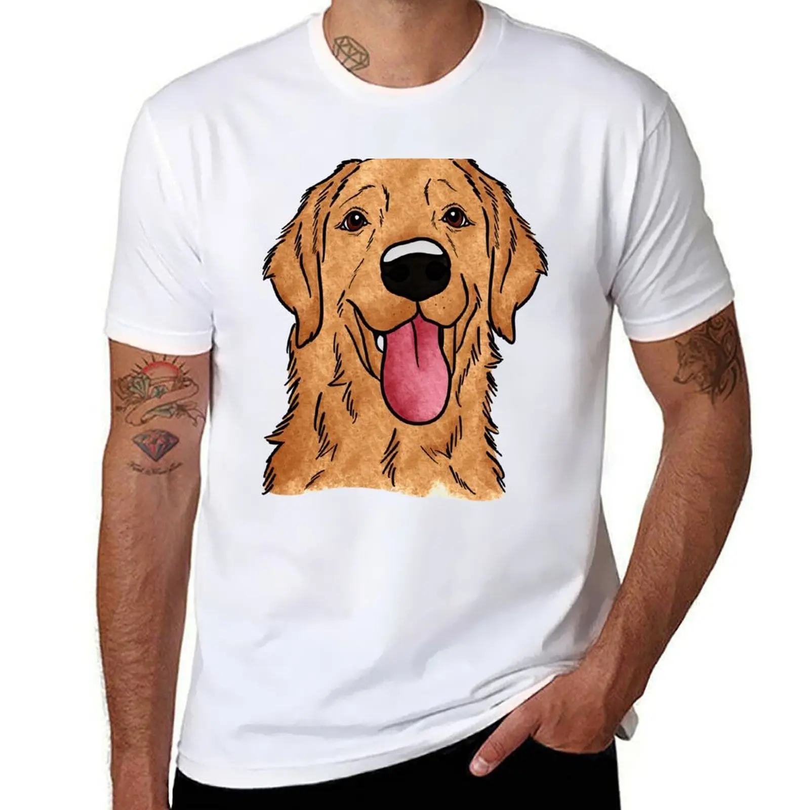 

Happy Golden Retriever T-Shirt t shirts for man pack white t shirts for man cotton funny T-Shirt