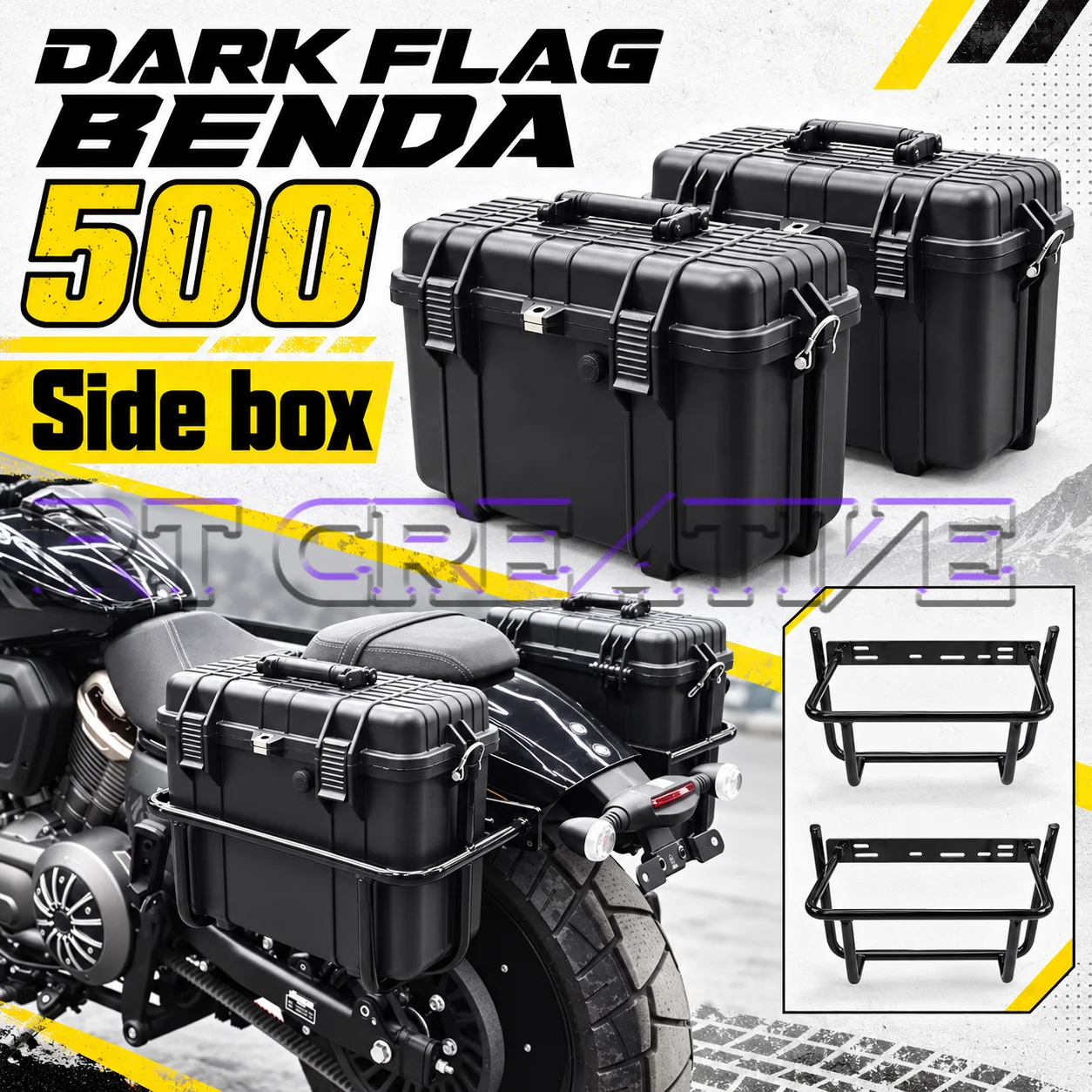 Motorcycle Dual Side Storage Boxes & Rear Trunk Fit Benda Darkflag 500 V4 Black Flag 500 Mod Accessories