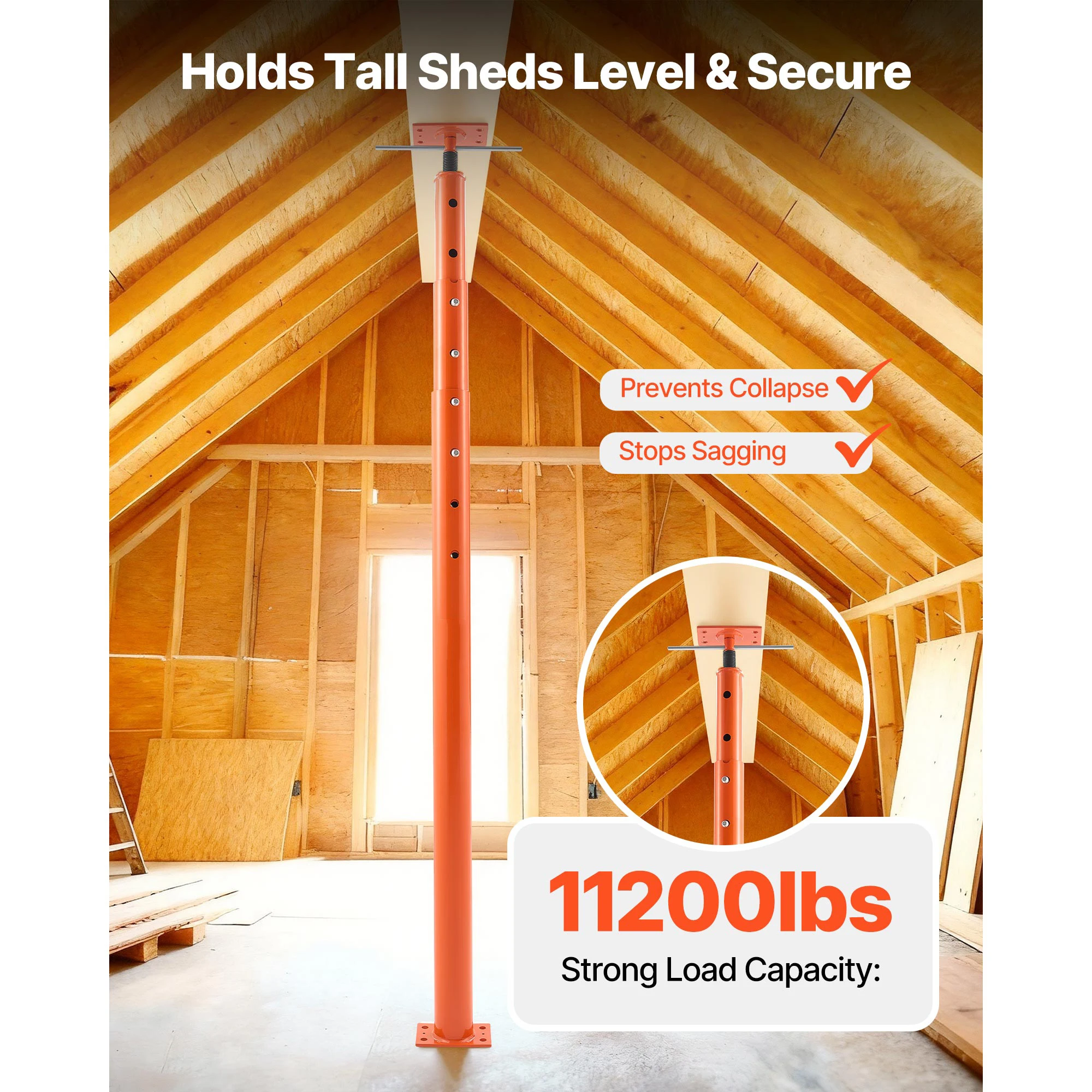SucceBuy 2Pack 11200LBS House Floor Jacks 54-150in Height Adjustable Support Beam Basement Jack Post Pole for Leveling Temporary