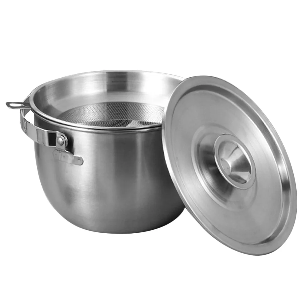 

Кастрюля для масла Amosfun из нержавеющей стали 2,8 л с сетчатым фильтром для кухонного контейнера для хранения жира и кухонного масла