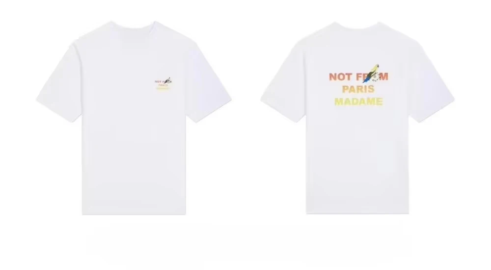 2025 رسالة الطباعة قصيرة الأكمام الفاخرة العلامة التجارية تي شيرت ملابس للرجال Y2k أفضل ليس من باريس مدام تي شيرت الرجال النساء القطن المحملة