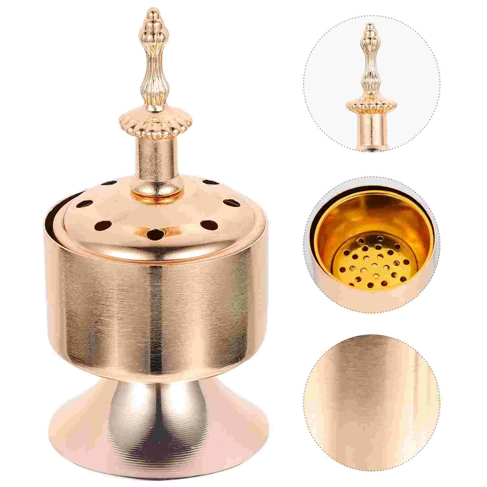 Wick Metal Incense Burner Tray Decor Home Censer Holder Tealight Golden Wrought Iron Vintage