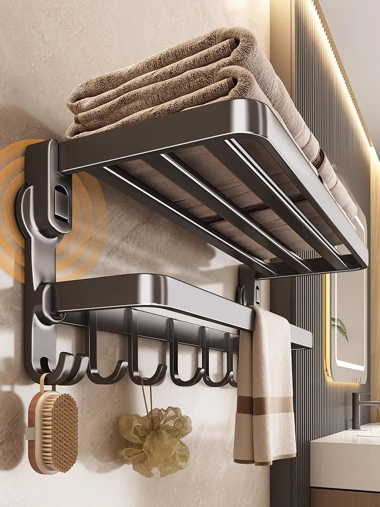 German Genius Suction Cup Towel Rack No Punching Toilet Shelf Bathroom Pendant Set Bath Towel Rack Storage