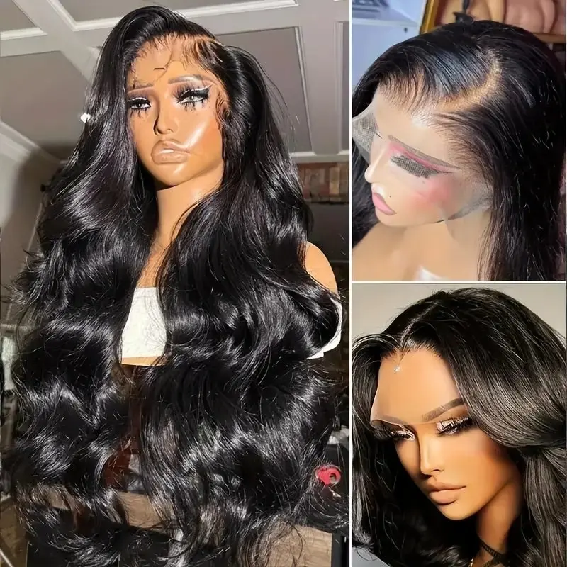 Rosabeauty HD Body Wave Nature Color 13X6 Transparent Lace Frontal Wig 13X4 Front Human Hair Glueless Wig 250 Density