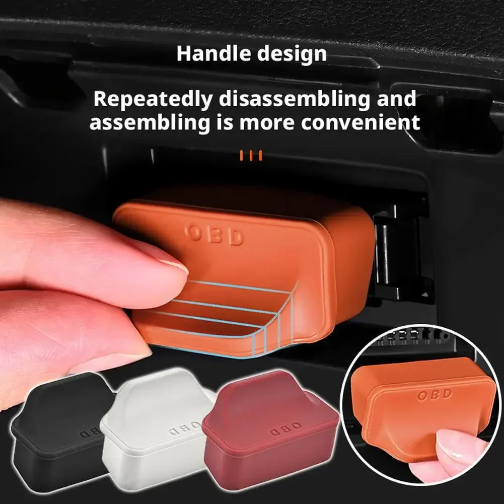 Silicone Car OBD Port Dust Cover Handle Design OBD Port Lock Protector Sleeve Caps Waterproof Dustproof Car Accessories