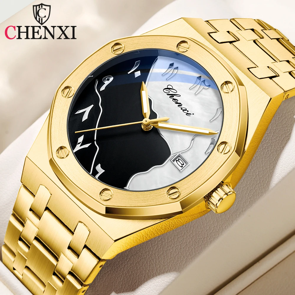 

Мужские часы CHENXI, водонепроницаемые, модные, деловые, из нержавеющей стали, повседневные, кварцевые, спортивные.