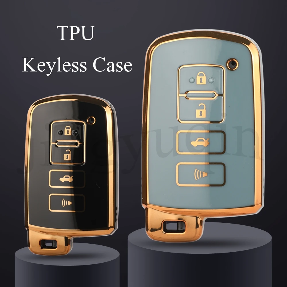 Jingyuqin 4 Buttons Soft TPU Car Smart Key Case Fob For Toyota Camry Corolla RAV4 Highlander Avalon 2015 - 2017 Protector