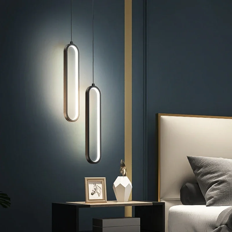 LED Pendant Light Bedroom Living Room Kitchen Bar Makeup Mirror Lighting Black Gold Tricolor Light Indoor Decor Led Hanging Lamp