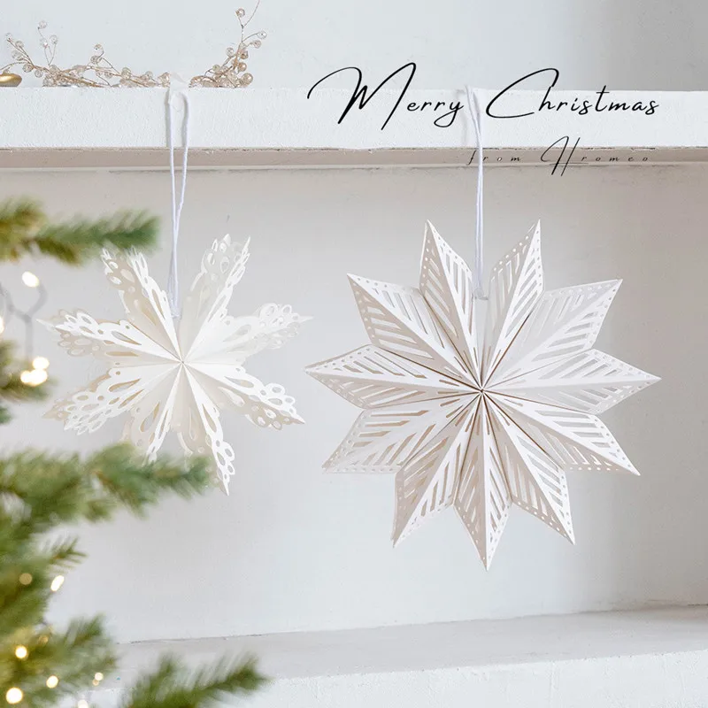 INS Рождественское оригами, снежинка, украшение, сотовая бумага, подвесная подвеска на рождественскую елку, скандинавское домашнее окно, настольные украшения, реквизит