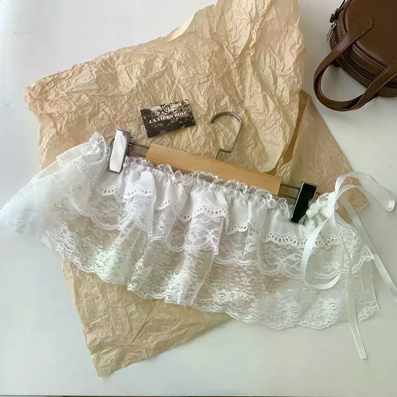 

Модная кружевная юбка-накидка с асимметричным краем, белые цветы, кружевная сетка, юбка-полусолнце для женщин, летние накладки на джинсы, декоративный подол