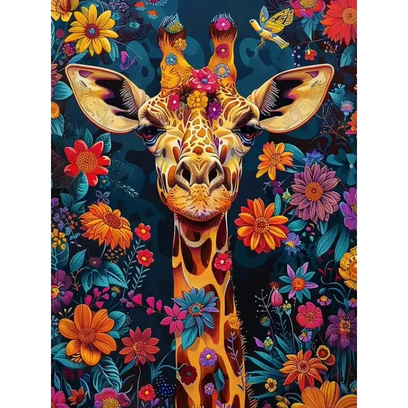 Giraffe, vollständige runde Diamantmalerei, Gänseblümchen, Perlen, Strass, Kunst, Diamantmosaik, Tier, Kreuzstich, Dekor für Zuhause