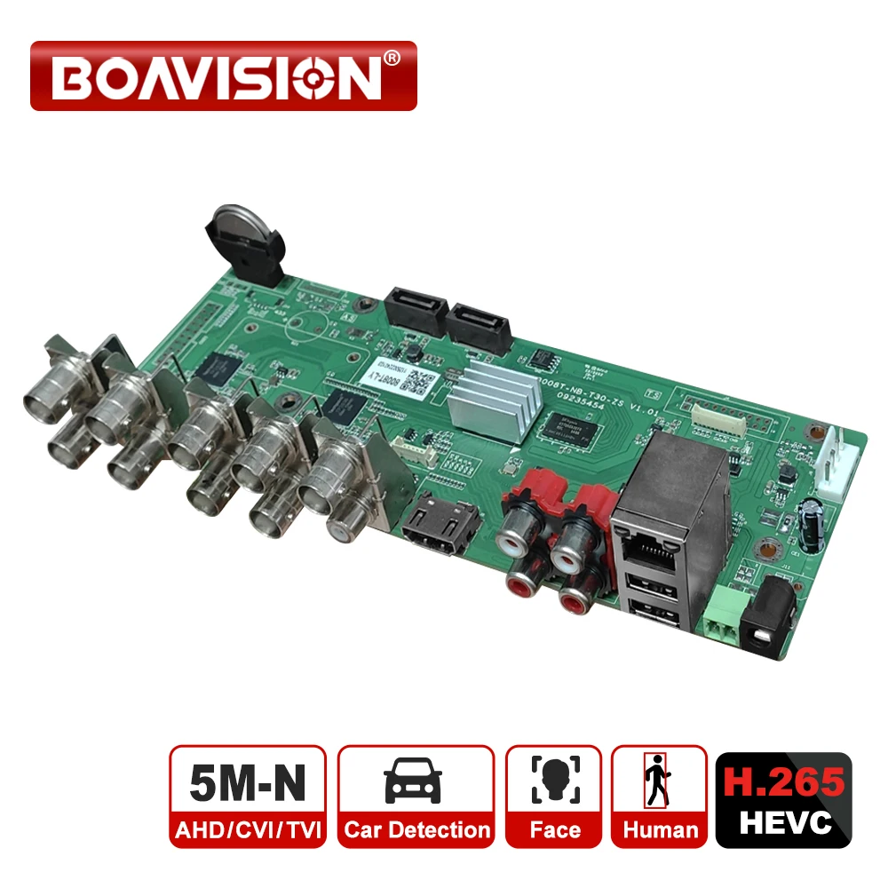 6 in 1 H.265 8ch 5MP-N AHD DVR Board for AHD 5MP 4MP 1080P 720P Camera Save Big RAM HDD Xmeye CCTV DVR Board AHD DVR