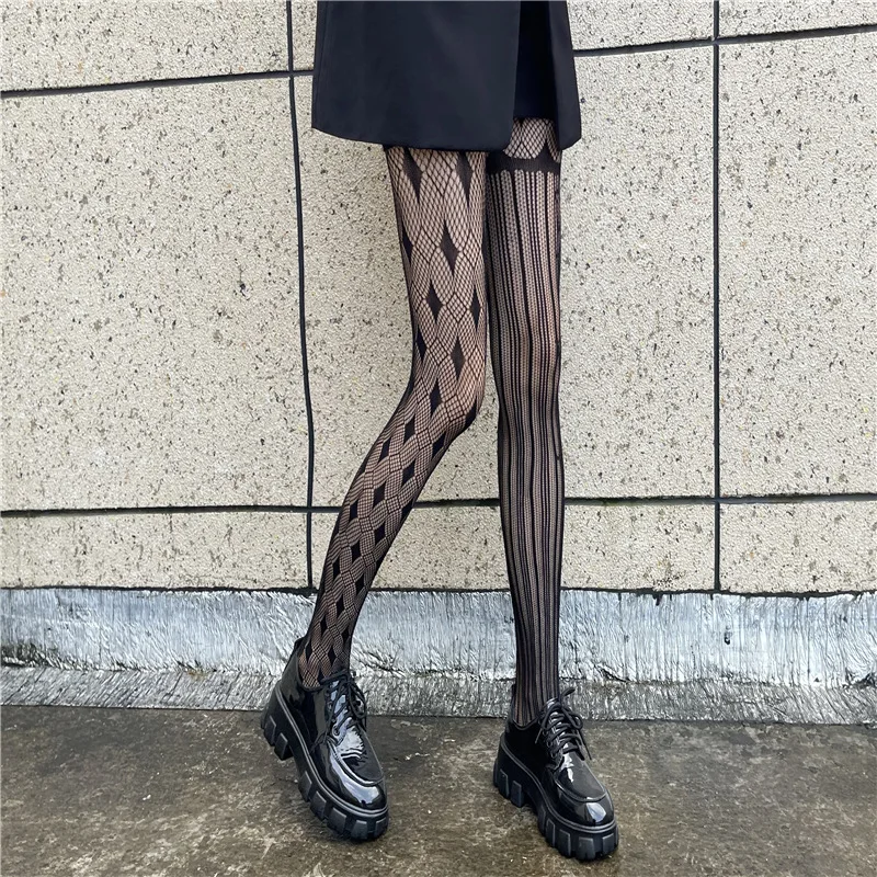 Women Sexy Fishnet Tights Lolita Lace Stockings Stars Rose Spider Skull Moon Butterfly Jacquard Pantyhose Socks Erotic Lingerie