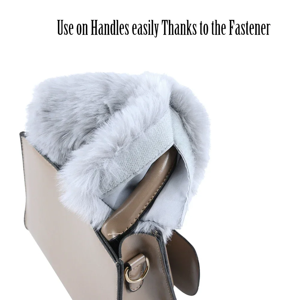New  1 Pc Plush Fur Furry Bag Strap Covers Sleeves with Loop Fastener Cover for Bag Handles Replacements Accessories