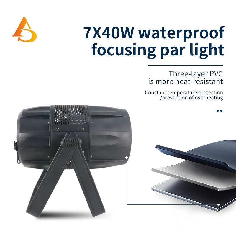 7x40W RGBW 4-in-1 LED Par Light Outdoor Zoom Adjustable Party Stage Lighting  for Events And Performances