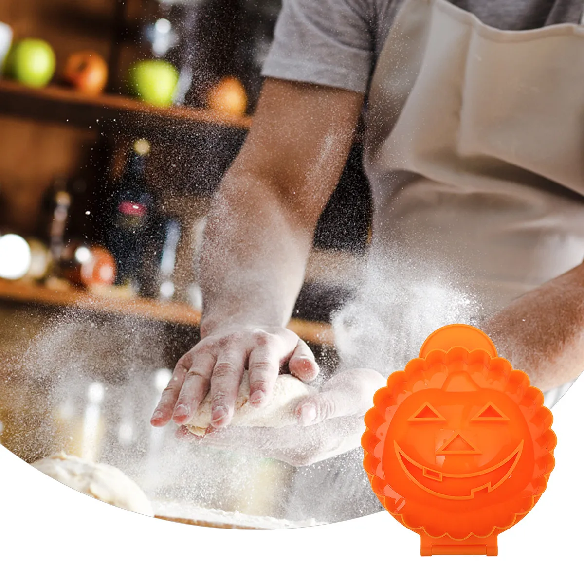 2Pcs Halloween Pumpkin Dumpling Press Tool Dumpling Mould Rice Ball Mold Easy Fold Press Crimp Design Festive