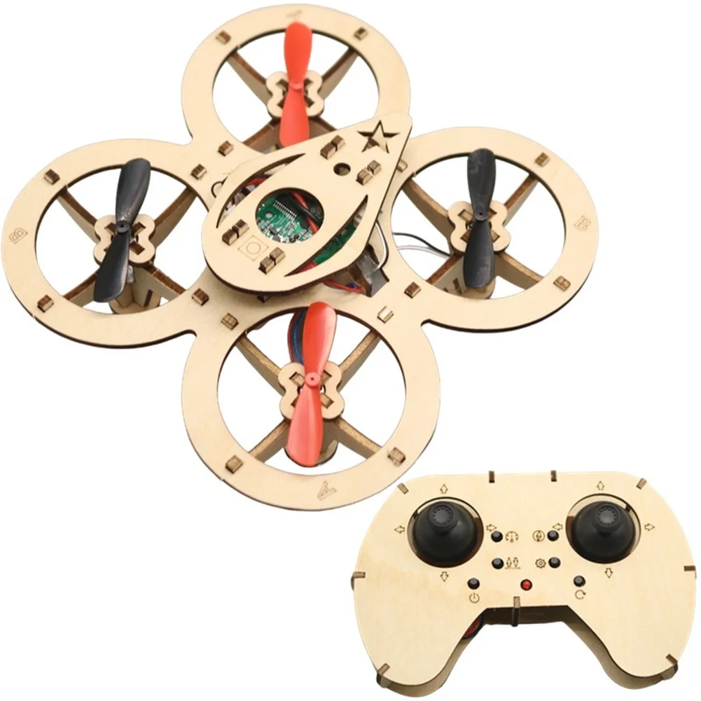STEM Handcraft Project DIY Wooden Quadcopter Remote Controlled Aircraft Kit For Children Education Learning Game Toy
