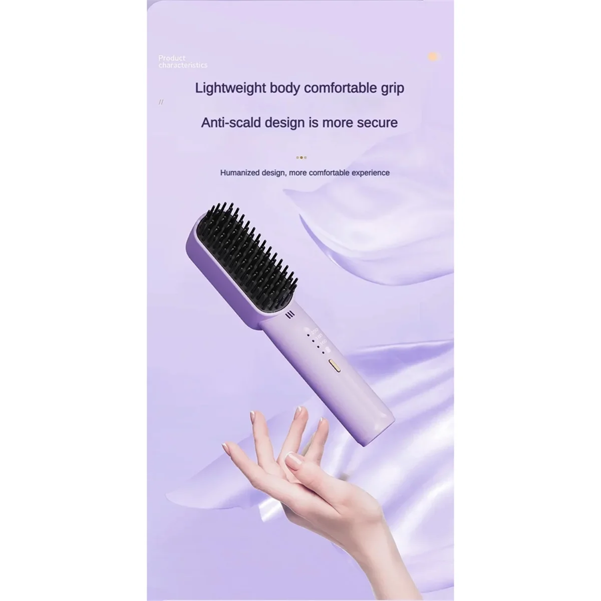 Mini Hair Straighteners 2600MAh Wireless Hot Comb and Straightening Brush Hair Styling Appliances Home Hot Comb-B