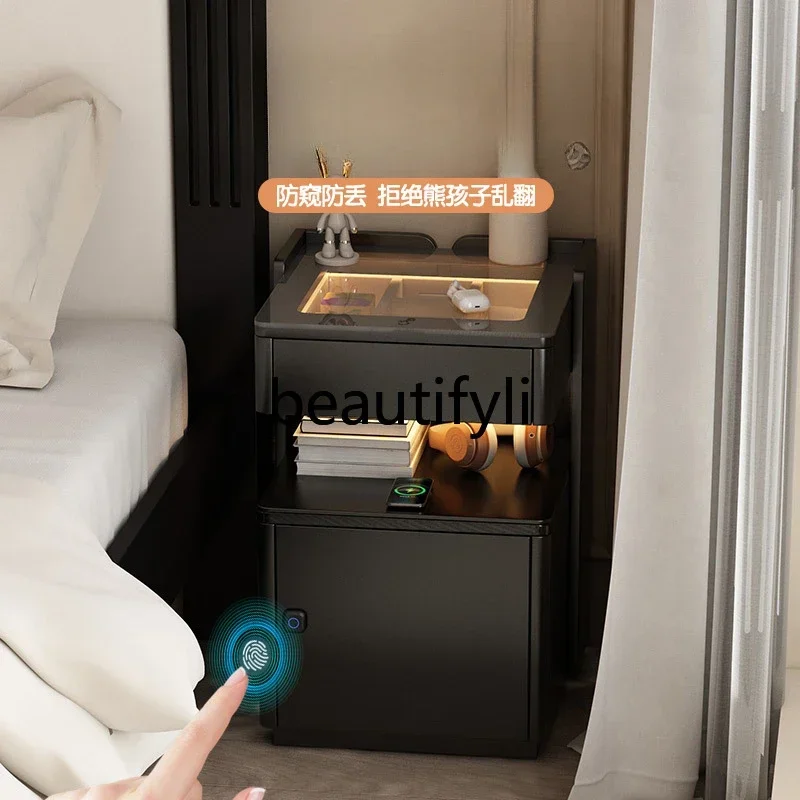 LXBlack smart bedside table rechargeable multi-function light luxury high-end master bedroomSSS