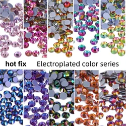 Multi-color SS6-SS30 Glass Crystal Hot Fix Rhinestones Flatback Iron On Stones For DIY Nail Art Fabric Clothes Decoration