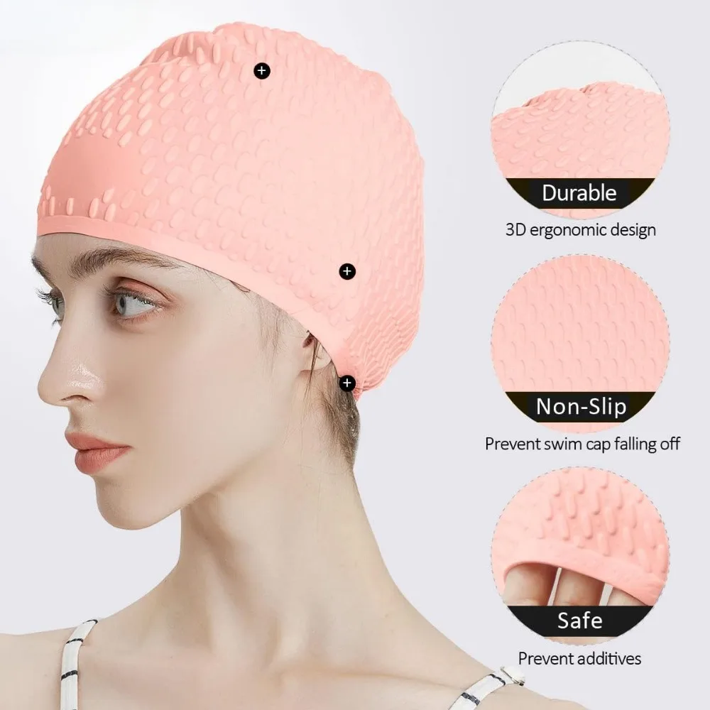 Silicone swimming cap, comfortable swimming cap, ideal swimming cap for women and men