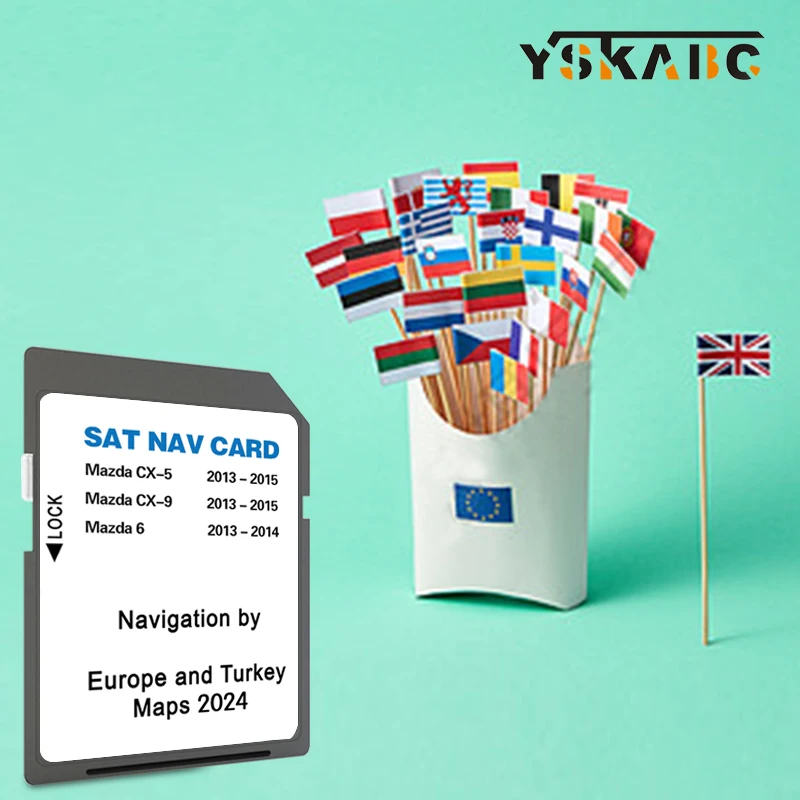 SD Navi Card Europe UK Turkey Map for Mazda 6 2013-2014 Car Navigation Sat Nav with Anti Fog Reaview 8GB