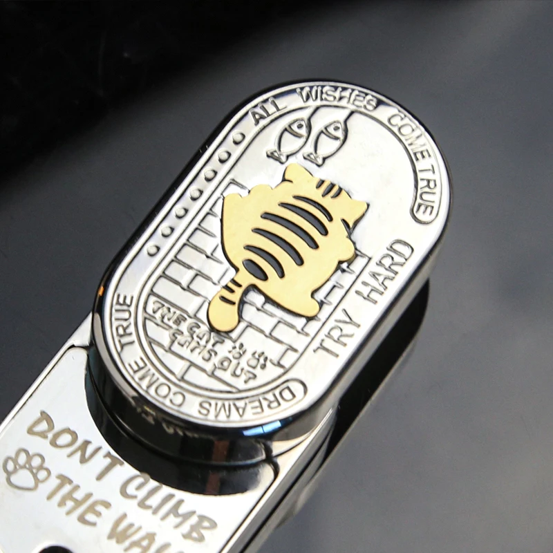 창의적인 빅 팻 캣 EDC 피젯 슬라이더 스테인리스 스틸 기계식 푸시 슬라이더 피젯 토이 ADHD 도구 성인 스트레스 해소 장난감 선물