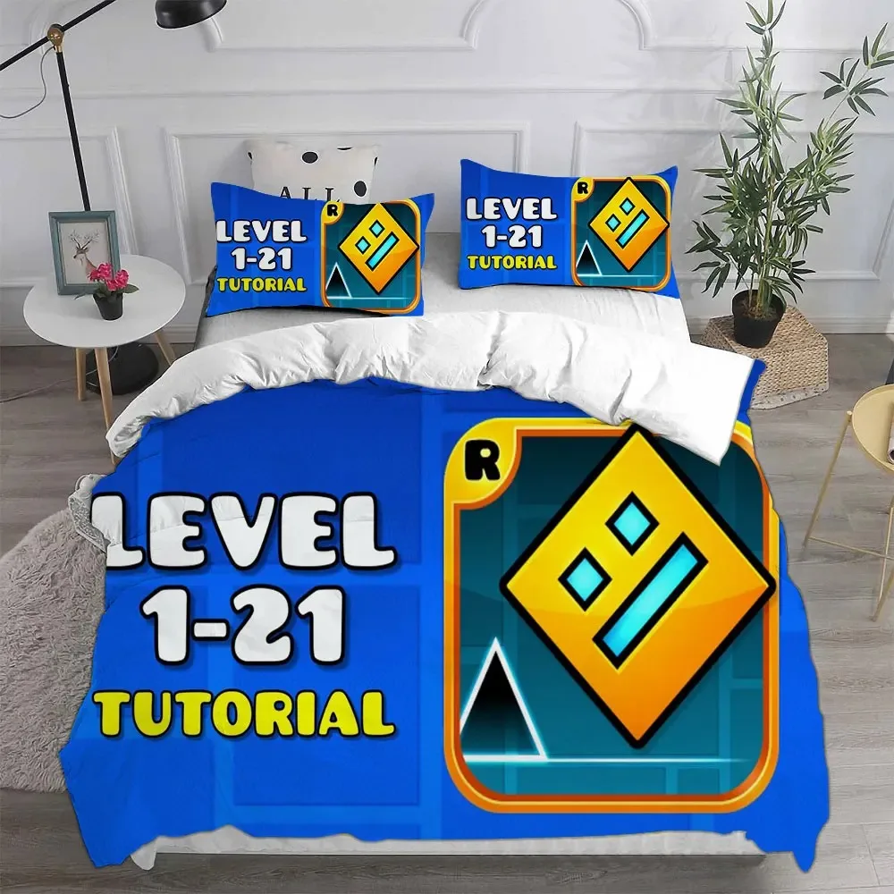 3D Geometry Dash Bedding Sets Comforter Quilt Bed Cover Duvet Cover Pillow Case 2 3 Pieces Sets Bedroom Decoration Home Textiles