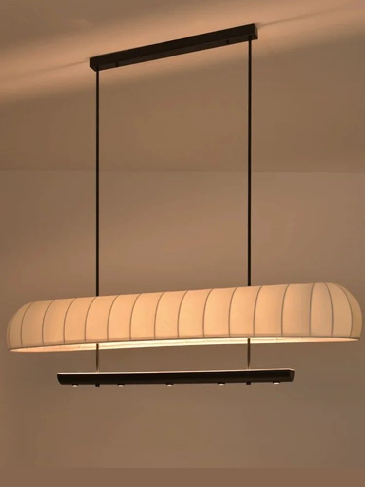 

Island Chandelier Japanese Style Fabric Lamp Shade Rustic Wabi Sabi Lighting Hotel Dining Table Lamp Coffee Shop Farmhouse Light