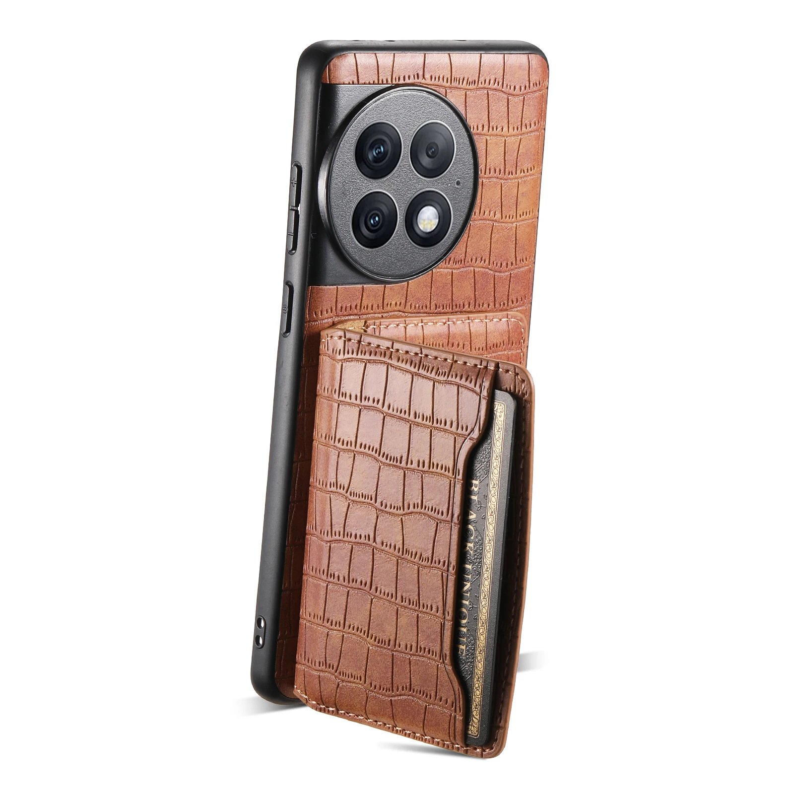 Denior Crocodile PU Leather Wallet Stand Phone Case For OnePlus 13 12 11 Ace 3 Pro Ace 2 Pro With 3 Card Slots Non Magnetic