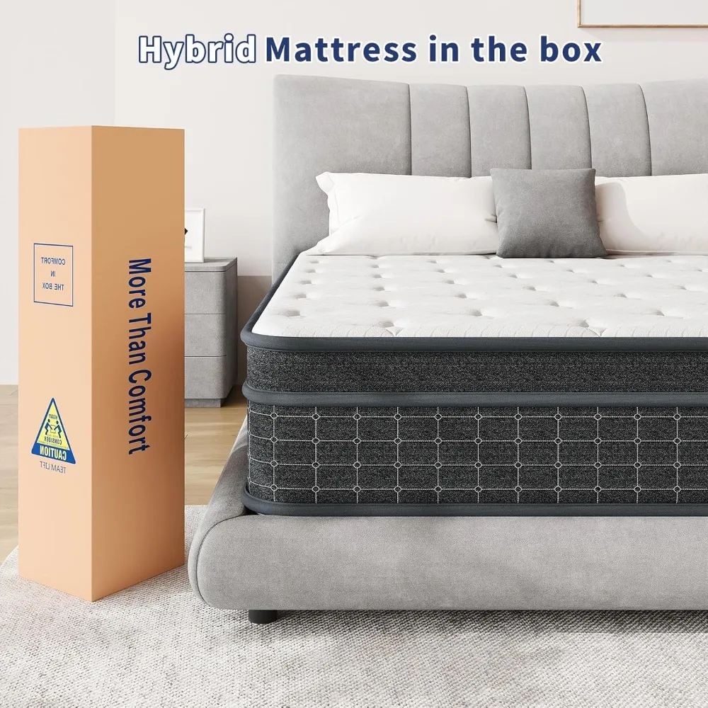 Mattress,12 Inch Mattresses in a Box, Individually Wrapped Pocket Coils for Isolate Motion,Pressure Relief,CertiPUR-US Certified image 6