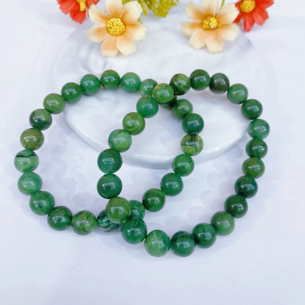 6810MM African Jade Beaded Bracelets Natural Stone Bracelet Agates Chalcedony Stretch Bangle Healing Jewelry Gifts For Women Men