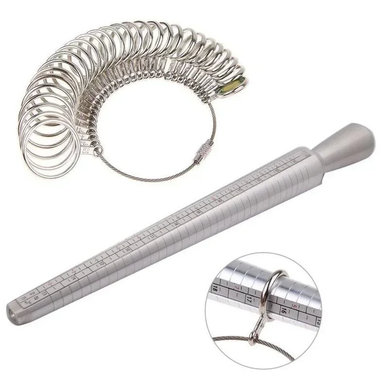 1/2Pcs Ring Sizer Measuring Set Metal Mandrel Finger Gauge Jewelry Making Tool For Ring Sizing DIY Craft Jeweler Supplies