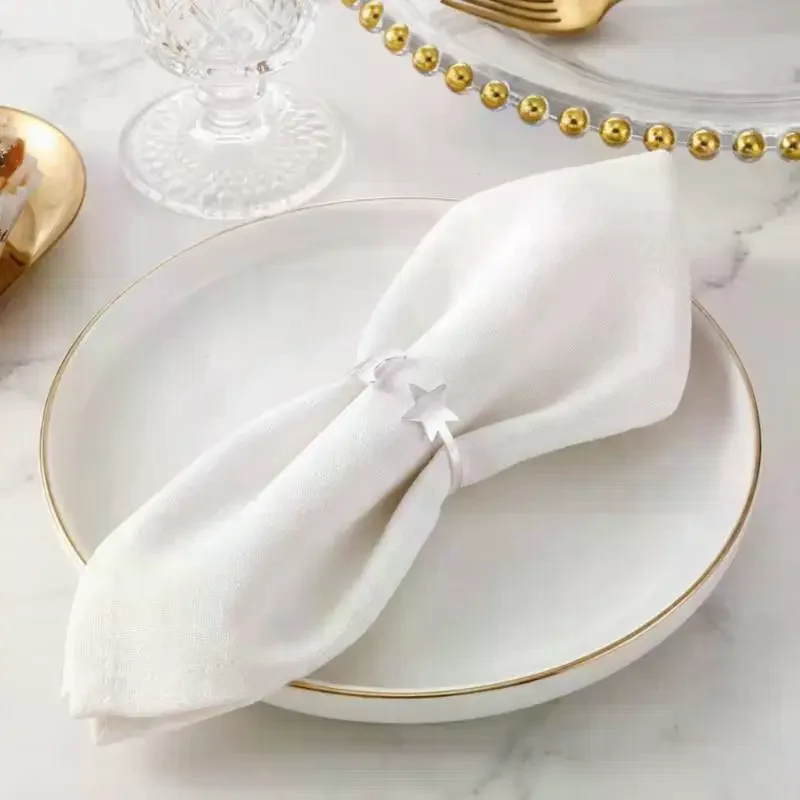 Napkin Rings 4Pcs Star Moon Pattern Shiny Metal Decor for Graduation Ceremony Dinner Party Table Ornament