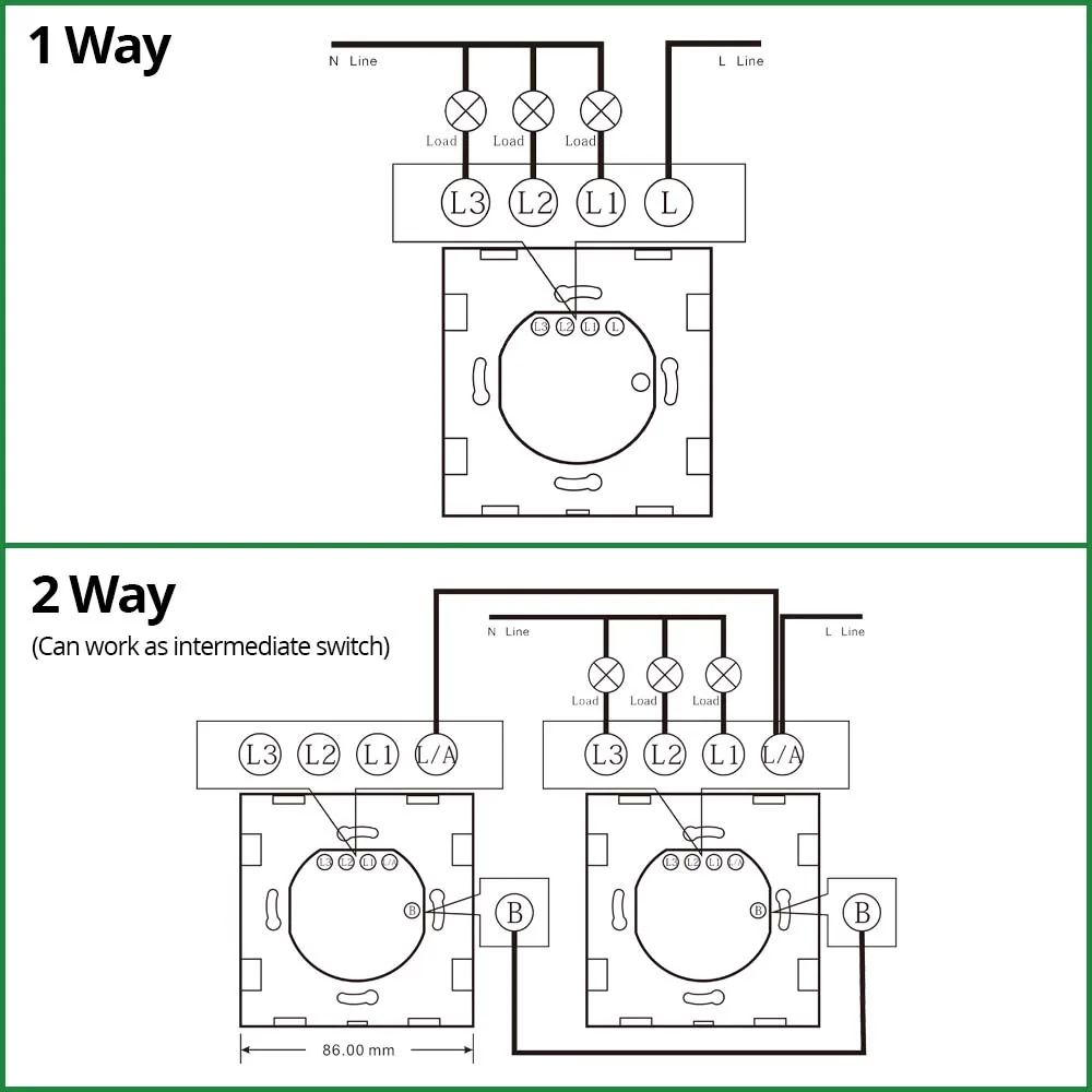 Wallpad 1/2/3 Gang 2 Way Intermediate EU Touch Switch White Black Gold Glass Panel Wall Light Sensor Button With LED AC110-220V