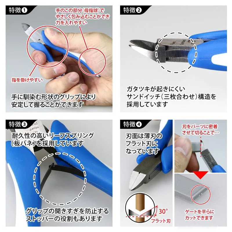 GodHand GH-CPN-120 Craft Grip Series Plastic Nipper Model Specific Double-edged Thin Diagonal Pliers Cutting Nippers Craft Tools