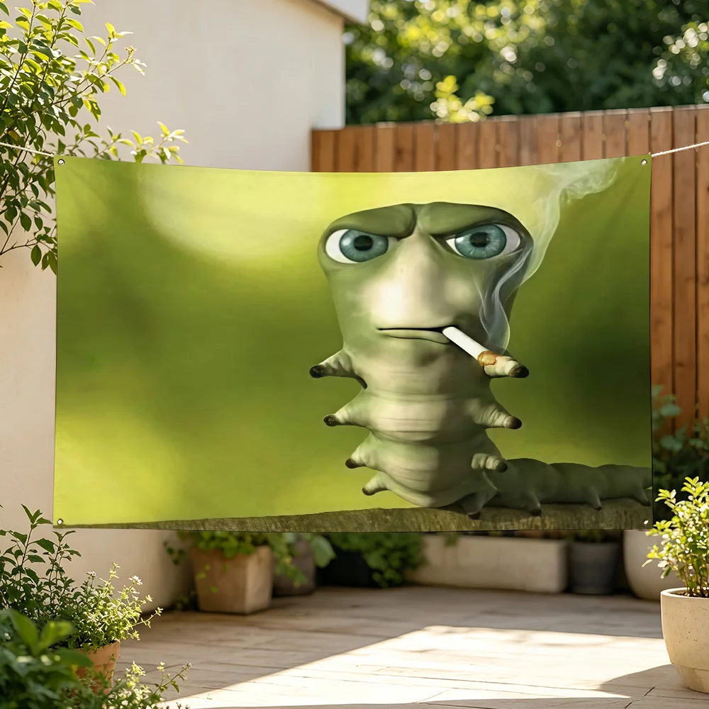 Fun Caterpillar Meme Flag For Sports Matches  Games Parade Rally Holiday Festival Backyard Balcony Club Bar Decor