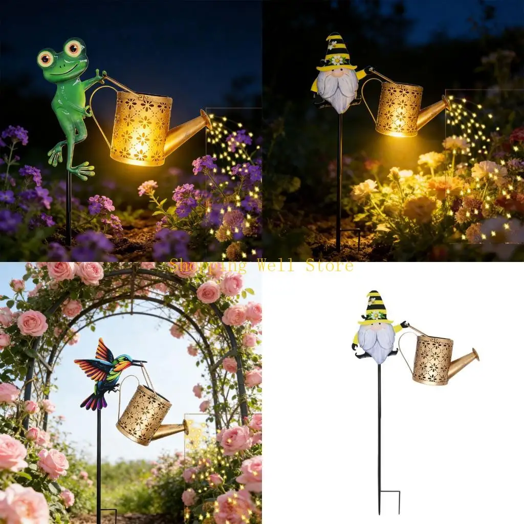 KX4B 1 Piece Easy Assemble Solar Watering Can Garden Lights Decoration Automatic Dusks To For Balcony Waterproof